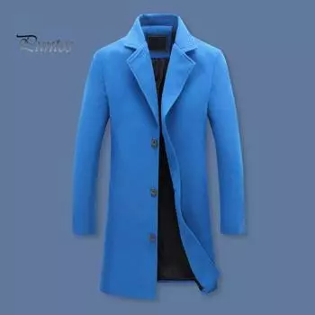 Мужское шерстяное пальто с лацканами и длинным рукавом, однобортная куртка, однотонное ветрозащитное деловое повседневное пальто M темно-серого