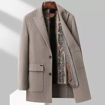 Мужское шерстяное пальто шерстяной тренчкот Take-off Белый гусиный пух подкладка молодежная деловая двусторонняя шерстяная термокуртка 170 серый