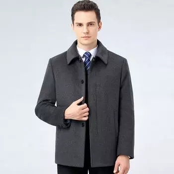 Мужское шерстяное пальто средней длины со съемной подкладкой шерстяное пальто на осень и зиму деловой стиль для руководителей 170