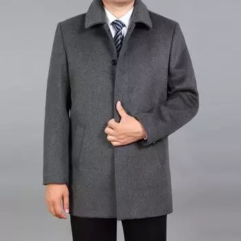 Мужское шерстяное пальто высокого качества, осеннее шерстяное пальто, полупальто, зимнее шерстяное кашемировое пальто, теплая шерстяная куртка M синий/чёрный