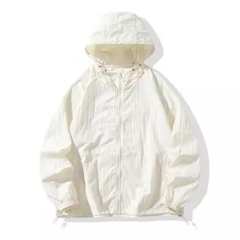 Мужское солнцезащитное пальто с длинной планкой на молнии с капюшоном и тонкими карманами на рукавах, однотонная регулируемая верхняя одежда на шнурке L темно-синий