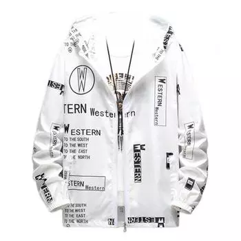 Мужское солнцезащитное пальто с капюшоном и длинными рукавами, карманы на молнии, солнцезащитная куртка с буквенным принтом, быстросохнущая 4XL белый