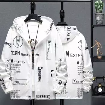 Мужское солнцезащитное пальто с капюшоном и длинными рукавами, карманами на молнии, солнцезащитная куртка с буквенным принтом, быстросохнущая верхняя одежда для рыбалки M чёрный