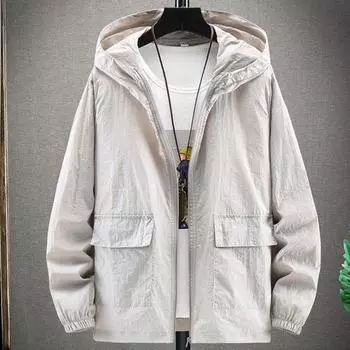 Мужское солнцезащитное пальто с капюшоном и длинными рукавами на молнии, рыбацкое пальто с карманами с клапанами, сплошной цвет, эластичные манжеты, тонкое солнцезащитное пальто 4XL светло-зеленый