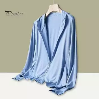 Мужское солнцезащитное пальто с капюшоном и длинным рукавом, однотонное летнее тонкое пальто, куртка на молнии, ледяной шелк, уличная верхняя одежда для рыбалки L серый