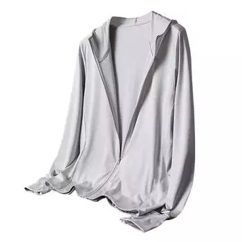 Мужское солнцезащитное пальто с капюшоном и длинным рукавом, однотонное летнее тонкое пальто, куртка на молнии, ледяной шелк, уличная верхняя одежда для рыбалки L серый