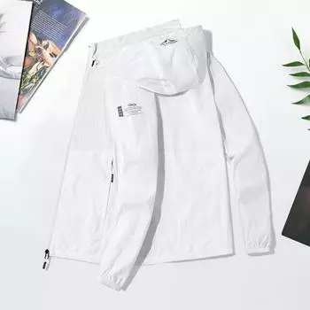 Мужское солнцезащитное пальто с капюшоном на молнии и карманами на молнии Длинные рукава-кардиганы больших размеров Тонкие быстросохнущие Отличная воздухопроницаемость с защитой от ультрафиолета M светло-синий