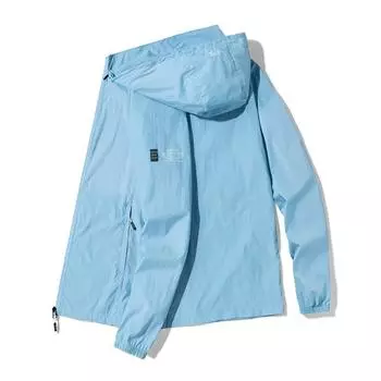 Мужское солнцезащитное пальто с капюшоном на молнии и карманами на молнии Длинные рукава-кардиганы больших размеров Тонкие быстросохнущие Отличная воздухопроницаемость с защитой от ультрафиолета M светло-синий