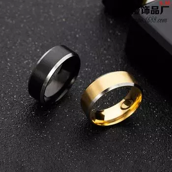 Мужское стальное кольцо в простом стиле, матовое золото, ширина 8 мм US size 6 чёрный