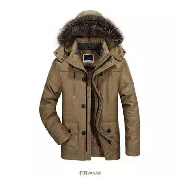 Мужское стеганое хлопковое пальто, утолщенное мужское зимнее пальто, плюшевый меховой воротник, капюшон, длинная уличная куртка, шерстяная подкладка, куртка с капюшоном, зимние парки XS синий