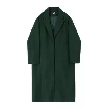 Мужское свободное длинное твидовое пальто осень-зима ветровка темперамент XS темно-зеленого