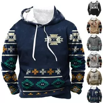 Мужское теплое плюшевое пальто с принтом, флисовый свитер, повседневное пальто, свитер с карманами, зимнее пальто XXL синий