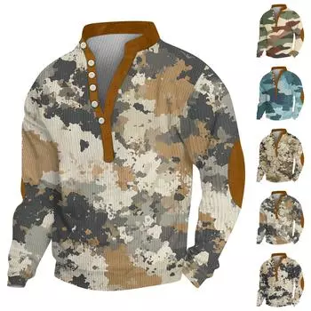 Мужское теплое плюшевое пальто с принтом, флисовый свитер, повседневное пальто, свитер с карманами, зимнее пальто L армия зеленый