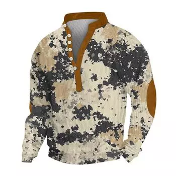 Мужское теплое плюшевое пальто с принтом, флисовый свитер, повседневное пальто, свитер с карманами, зимнее пальто S синий