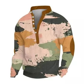 Мужское теплое плюшевое пальто с принтом, флисовый свитер, повседневное пальто, свитер с карманами, зимнее пальто S розовый