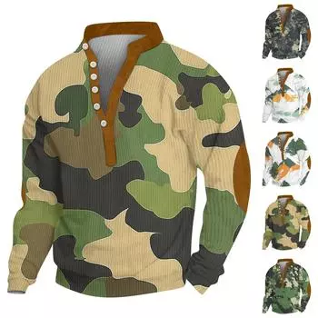 Мужское теплое плюшевое пальто с принтом, флисовый свитер, повседневное пальто, свитер с карманами, зимнее пальто L армия зеленый