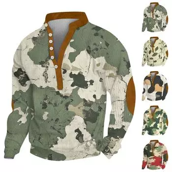 Мужское теплое плюшевое пальто с принтом, флисовый свитер, повседневное пальто, свитер с карманами, зимнее пальто L армия зеленый