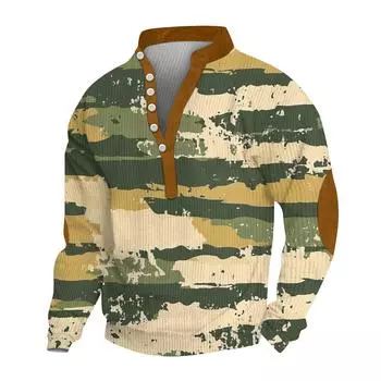 Мужское теплое плюшевое пальто с принтом, флисовый свитер, повседневное пальто, свитер с карманами, зимнее пальто S