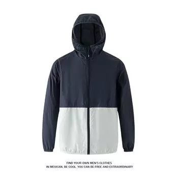 Мужское тонкокожее пальто с капюшоном, повседневная уличная куртка для пары S темно-синий