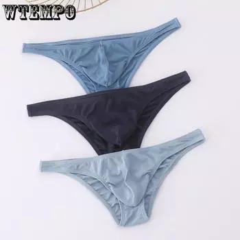 Мужское треугольное нижнее белье Сексуальное и шелковистое Отличные стринги Мужское эластичное нижнее белье с низкой посадкой M