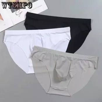 Мужское ультратонкое бесшовное нижнее белье Ice Silk 3D с треугольными чашечками и средней заниженной талией, сексуальное, быстросохнущее, дышащее M