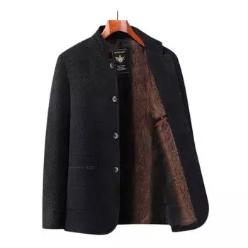 Мужское утепленное пальто из шениллового флиса, зимнее, для людей среднего и пожилого возраста, теплое хлопковое пальто 175 серый