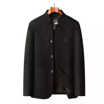 Мужское утепленное пальто из шениллового флиса, зимнее, для людей среднего и пожилого возраста, теплое хлопковое пальто 175 серый