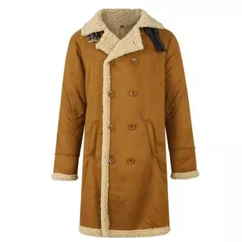 Мужское утолщенное пальто с длинными рукавами, флисовая куртка из искусственной кожи, верхняя одежда M