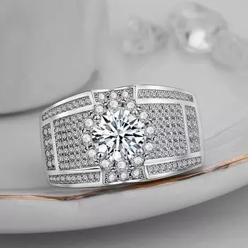 Мужское увеличенное большое кольцо с бриллиантом Fl 1,5 карата, натуральное серебро 925 пробы, Anillos De Jewelry, коробка для обручальных колец с бриллиантами 7 белый