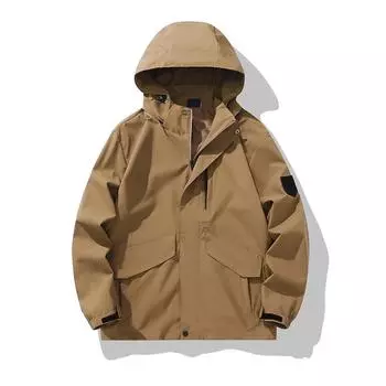 Мужское весенне-осеннее пальто, однотонный тонкий плащ с капюшоном, спортивная куртка для активного отдыха, мужская куртка S