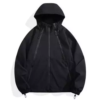 Мужское весеннее и осеннее новое горное уличное дизайнерское платье для пары с капюшоном, ветрозащитная водонепроницаемая свободная куртка для кемпинга и улицы 2XL фиолетовый