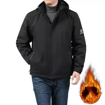 Мужское весеннее и зимнее пальто из набивного бархата с утолщенным капюшоном, ветровка для активного отдыха, мужская куртка M