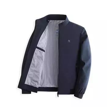 Мужское весеннее пальто для папы, новое однотонное повседневное пальто с воротником-стойкой, мужской короткий топ среднего возраста M синий