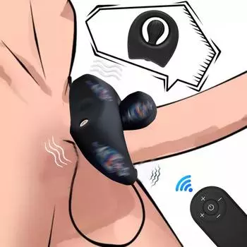 Мужское вибрационное кольцо для пениса, регулируемая двойная стимуляция точки G с бусинами, вибратор для пениса, мягкий материал, 8 вибраций для взрослых секс-игрушек