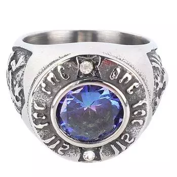 Мужское винтажное кольцо-печатка с камнем и гравировкой алфавита, гипоаллергенное титановое кольцо, размер 7