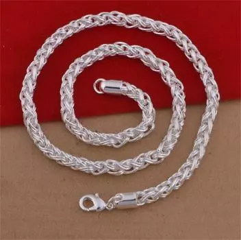 Мужское витое ожерелье-обруч 20 дюймов, простое геометрическое посеребренное ожерелье из серебра S925, ювелирные изделия
