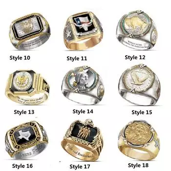 Мужское властное кольцо с буквами из нескольких узоров, универсальное кольцо в стиле панк-хип-хоп в стиле ретро 6