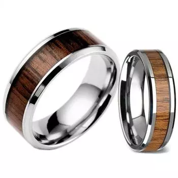 Мужское женское модное креативное широкое кольцо из дерева и титана стали, размер 6-12 9