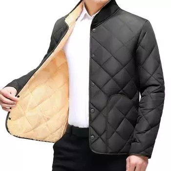 Мужское зимне-осеннее пальто с толстым плюшевым подкладом, воротник-стойка, защита шеи, теплый длинный рукав, чистый цвет, большой размер, мягкий однобортный кардиган с карманами L синий