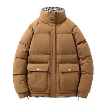 Мужское зимнее хлопковое пальто, мужское ветрозащитное и теплое, воротник-стойка, версия Гонконга, повседневное хлопковое пальто для мужчин M