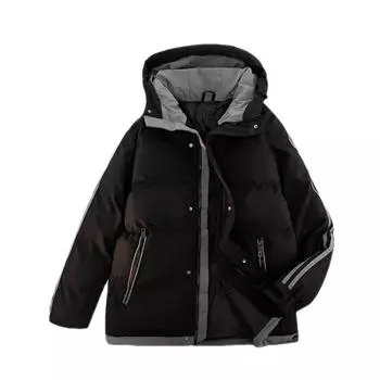 Мужское зимнее хлопковое пальто, повседневная утолщенная парка с капюшоном, студенческая модная верхняя одежда на осень/зиму M чёрный