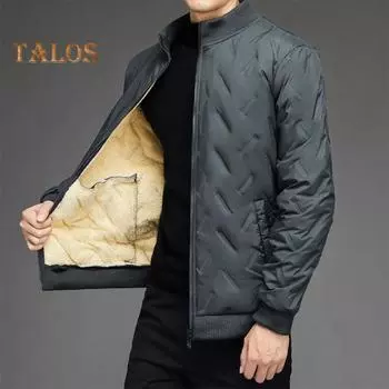 Мужское зимнее хлопковое пальто с карманами, воротником-стойкой, длинным рукавом, утолщенной бархатной подкладкой, куртка с карманами, ветрозащитная верхняя одежда S хаки