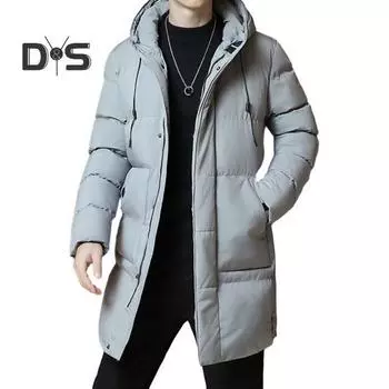 Мужское зимнее хлопковое пальто с плотной подкладкой и ветрозащитным капюшоном, легкая морозостойкая застежка-молния, карманы с длинными рукавами, шнурок средней длины, на открытом воздухе M чёрный