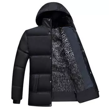 Мужское зимнее хлопковое пальто с подкладкой из плотного плюша, однотонное, с капюшоном, длинным рукавом, мягкой застежкой на пуговицы, средней длины, ветрозащитными карманами, эластичными манжетами, для мужчин среднего возраста 3XL жёлтый