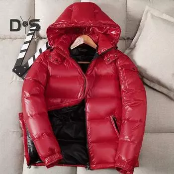 Мужское зимнее хлопковое пальто со съемным капюшоном, длинный рукав, однотонная стеганая куртка с карманами, водонепроницаемая теплая верхняя одежда L чёрный