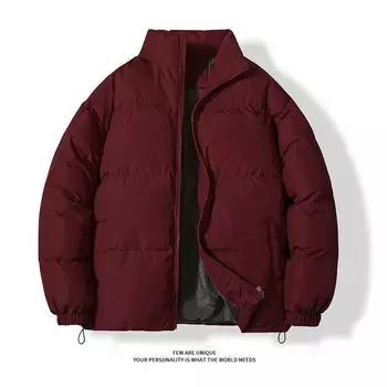 Мужское зимнее хлопковое пальто: Сплошной цвет, модный корейский стиль, мода Гонконга, красивая толстая короткая куртка-пуховик для пары M хаки