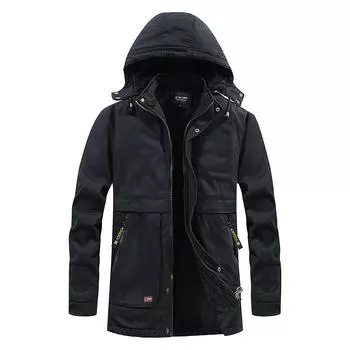 Мужское зимнее хлопковое пальто, утолщенное и бархатное, хлопковое пальто средней длины, стираное хлопковое пальто, мужское трендовое, модное, свободное и универсальное M