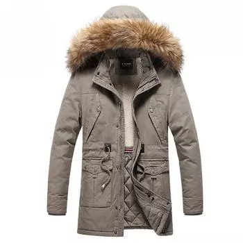 Мужское зимнее хлопковое пальто, утолщенное и бархатное, хлопковое пальто средней длины, стираное хлопковое пальто, мужское трендовое, модное, свободное и универсальное M