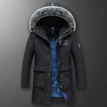 Мужское зимнее новое хлопковое пальто, мужская молодежная мода, с капюшоном, утолщенное, средней длины, повседневное, большого размера, большое хлопковое пальто, тренд M