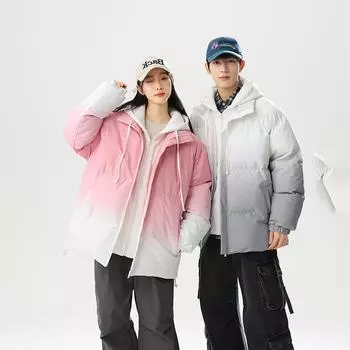 Мужское зимнее новое модное поддельное двухкомпонентное хлопковое пальто с капюшоном для пары, утолщенное и теплое подростковое повседневное хлопковое пальто S